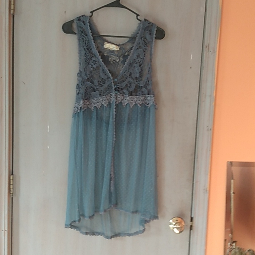 a'reve sheer French blue 💙 overlay top
